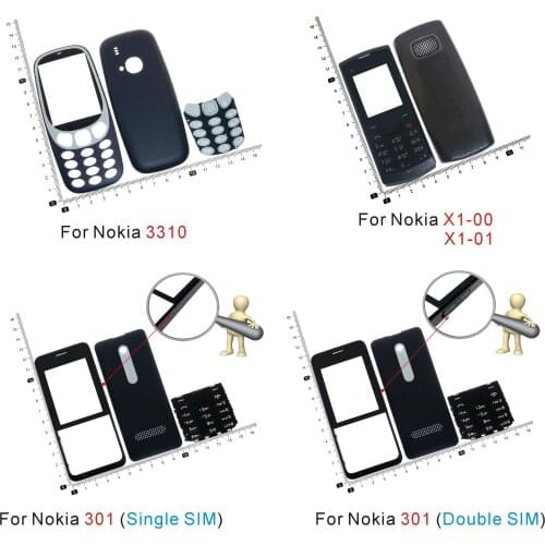 Complete front cover X1-00 keyboard for Nokia X1-01 battery back cover High quality housing+Keypad case