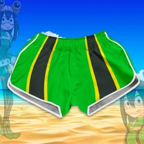 New Anime My Hero Academia FROPPY Beach Shorts Asui Tsuyu Cosplay Costumes Swimsuit Teens Swimming Pants Sweatpants Sportswear