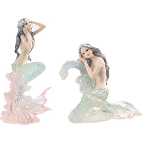 Beautiful Mermaid Figurine Resin Birthday Gift For Girl Decorative 7.5 Inch Pink Craft Office Desktop Mediterranean Style