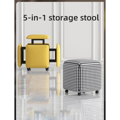 Creative Foot Stool Five In One Portable Storage Living Room Bedroom Space Saving Furniture Upholstered Low Chair Step Stool