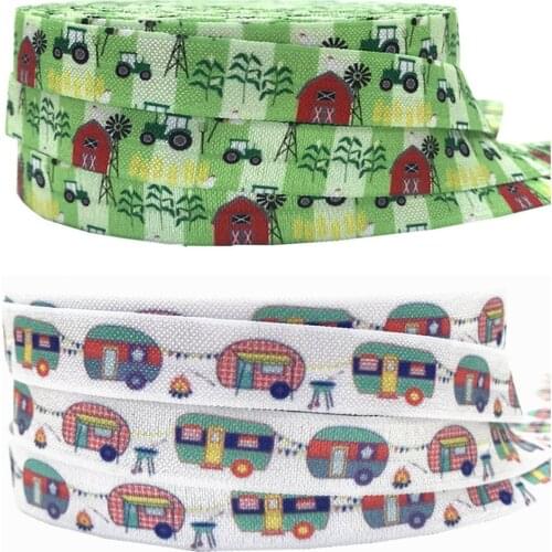 5Yards 16mm Farm Fall Season printed Fold over elastic Handmade foe bands Baby Girl Hair accessories