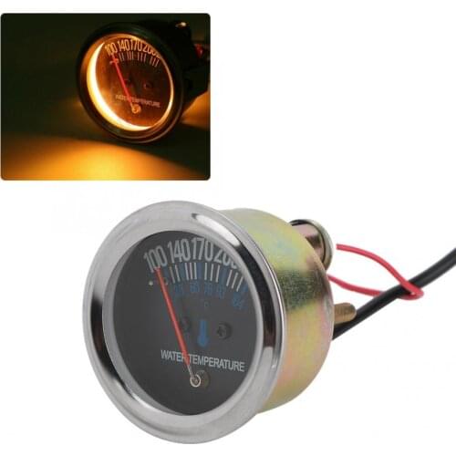 Metal Car 52mm Mechanical Water Temperature Temp Meter Gauge 38-104 degrees 12V Yellow Light Car Water Temperature Meter New