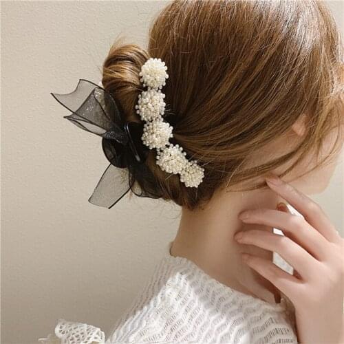 Fashion Korean Bow Pearl Hair Accessories Pearl Hair Clips Girls Hairclips Refreshing Barrettes Hair Clips For Women