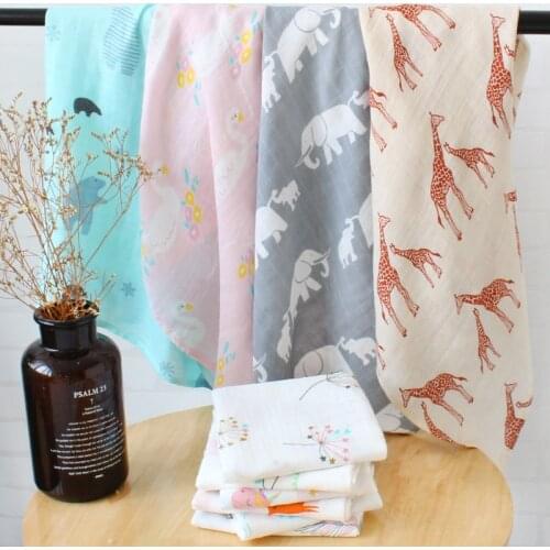 60x60cm Muslin Squares Bamboo Cotton Baby Burp Cloth Soft Print scarf Multifunction Bibs Burp Cloths Towel