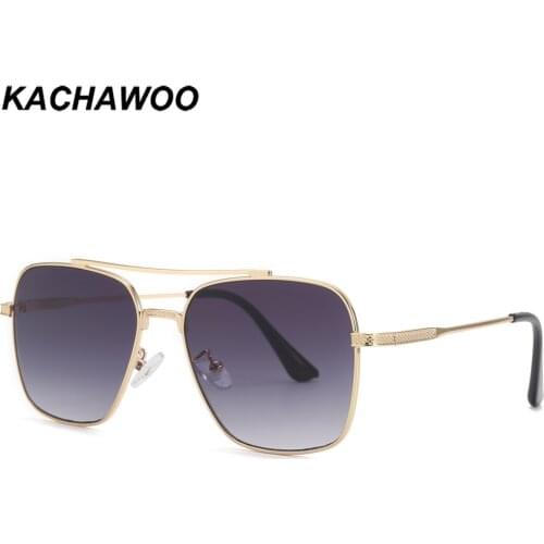 Kachawoo gold metal sunglasses retro style brown big frame sun glasses for men women accessories high quality double bridge 2022