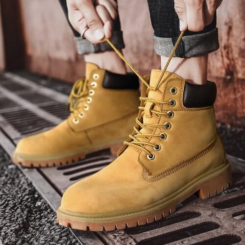 Mens Outdoor Sports Fashion Ankle Boot Classic Antiskid Wear-resisting Hiking Shoes Snow Boots Men Winter Shoes Real Leather