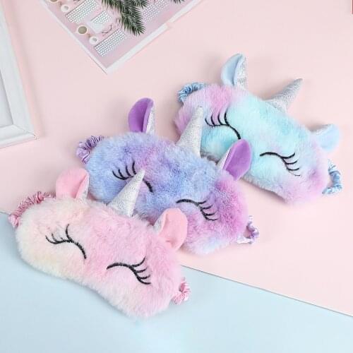 Soft Silk Unicorn Toy Eye Mask Sleeping Mask Plush Eye Shade Cover 3D Cartoon Eyeshade Relax Mask For Travel Home Party Gifts