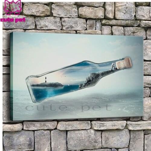 DIY round square diamond Abstract art, ocean in a bottle embroidery pattern cross stitch kits 5d diamond painting rhinestone