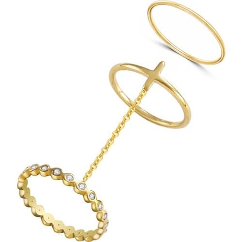 Stainless Steel Rings Sets For Women Hip Hop Gold Color Link Chain Thin Circle With Zircon Rings mujer Bagues Pour Femme Gift