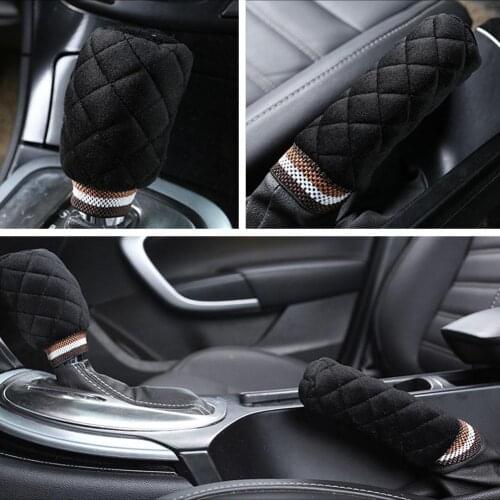 2Pcs Gear Shift Car Handbrake Soft Plush Hand brake Covers Shift Knob Cover Parking Brake Interior Decoration Accessories
