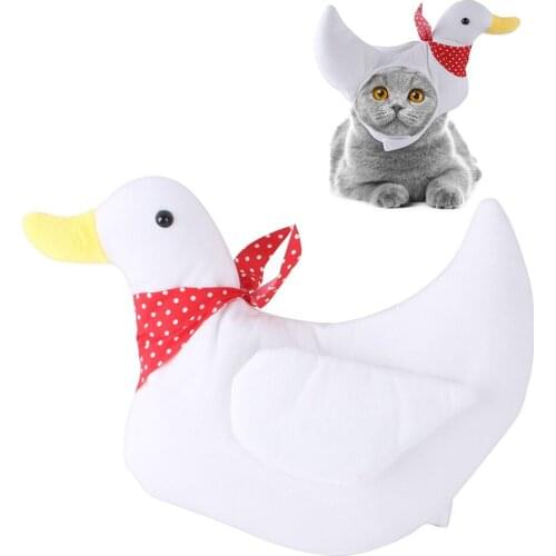 New Funny Pet Dog Cat Cap Costume Warm White Duck Hat New Year Party Christmas Cosplay Accessories Photo Props Headwear