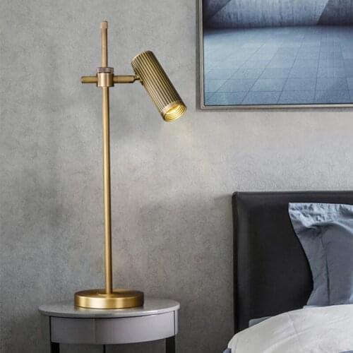 Vintage Style Bedside Led Table Lamp Creative Loft Bedroom Copper Rotatable Design Study Parlor Coffee Shop Decor Luminaire