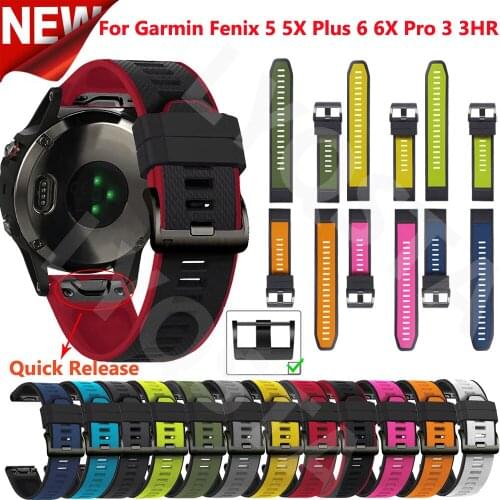 26 22mm Quick Release Watch Band Straps For Garmin Fenix 6 6X 5X 5 3 3HR S60 MK1 Forerunner 935 945 Easyfit Silicone Wirstband