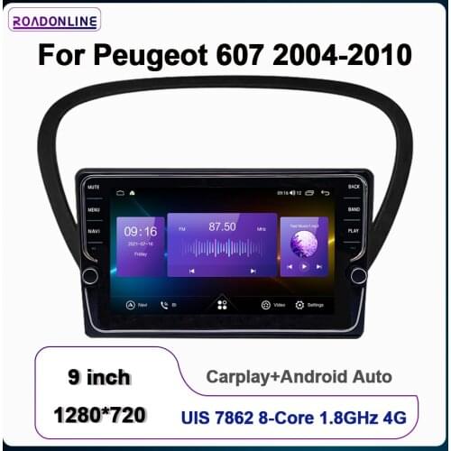 ROADONLINE For Peugeot 607 2004-2010 Gps Stereo Car Multimedia Player Radio Android Octa Core 6+128G