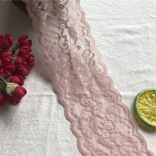 S1457 8cm Pale pink transparent mesh ribbon with hollow out floral for dress clothing doll decoration flower gift wrapping lace