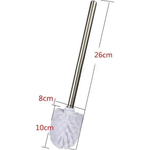Stainless Steel Handle Toilet Brush Head Holder Kitchen Cleaning Brush WC Bathroom Cleaning Tool White