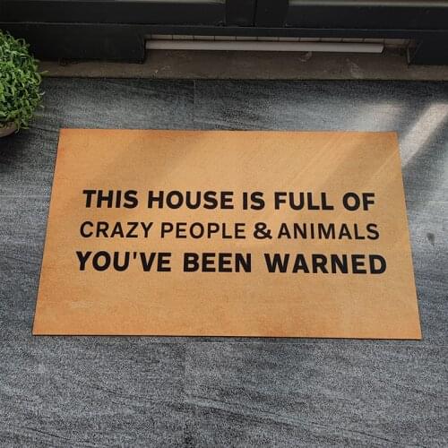 Funny Doormat for Extrance Door this house is full of crazy people & animals you've been warned Mats Outdoor Carpet Hallway