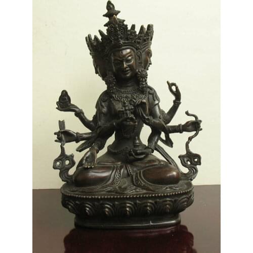 Old Mythology Lucky Wealth Tibet Bronze Ushnishavijaja Namgyalma Buddha Statue