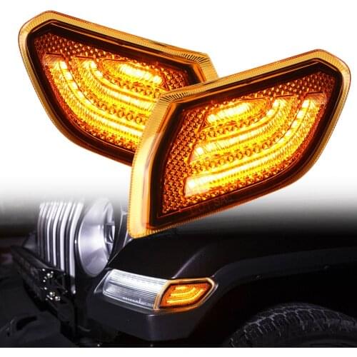 For Jeep Wrangler JL 2018 2019 2020 Gladiator JT 2020 LED Turn Light Side Marker Amber Front Fender Turn Signal Lamps