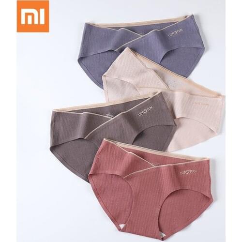 3pcs Xiaomi Mijia New Women Cotton Underwear Mulberry Silk Seamless Panties Womens Low Waist Breathable Briefs Large Size M-4XL