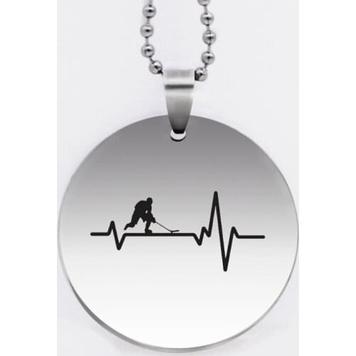 Ufine jewelry puck and Electrocardiogram pendant army card ECG AND SPORT stainless steel customed necklace N4555