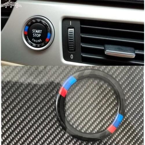 Carbon Fiber For BMW 3 series E90 E92 E93 2009-12 Car Engine Start Stop Keyless Start System Button Decoration Cover Car styling