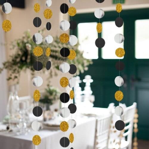 Gorgeous Gold and Silver Black Round Piece Flag Graduation Ceremony Christmas Day Wedding Birthday Party Decorations