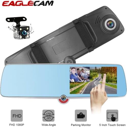Car Dvr 3 Camera Auto Rearview Mirror Video Recorder 5 Inch Full HD 1080P Touch Screen Dual Lens Dash Cam Registrar Camcorder