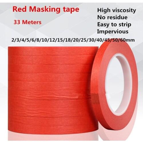 2-60mm Width 33M Red high temperature High viscosity Masking tape Paint Spray paint PCB dedicated free shipping