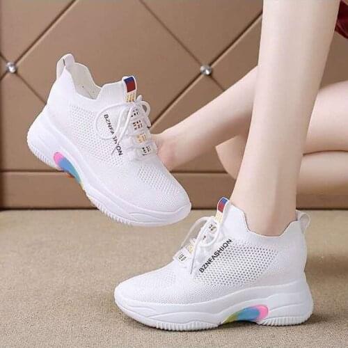 Women Shoes Thick Bottom Ladies Vulcanized Shoes High Platform Fashion Footwear Zipper Internal Increased Female Sneakers Shoe