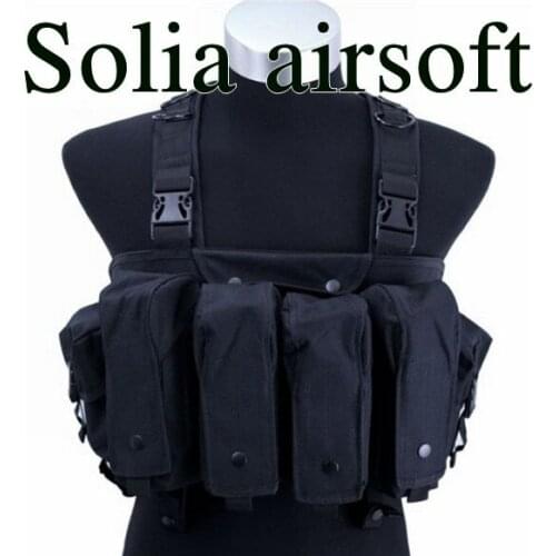 Tactical airsoft vest large capacity magazine AK Rig carrier combat vest Black