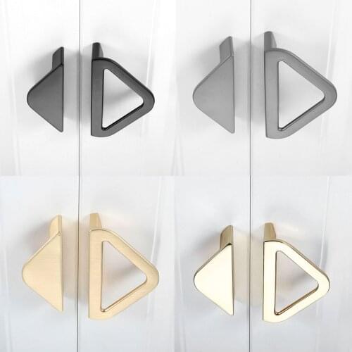 1Pair Drawer Knob Zinc Alloy Asymmetric Cabinet Handles 64mm Door Pull Gold/Black/Gray Furniture Handles
