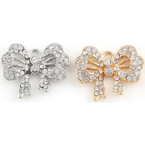 10pcs/lot Ribbon Rhinestone Dangle Handmade Charms Pendant DIY for Bracelet Necklace Bag