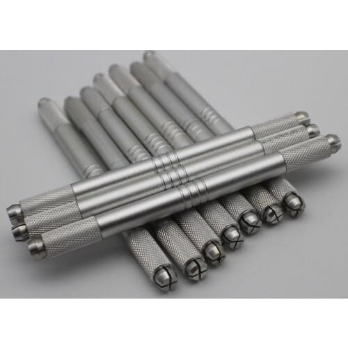 100Pcs Aluminum Double Head Manual Eyebrow Tattoo Needle Pen Permanent Makeup Microblading Pen For 3D eyebrow embroidery