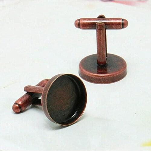 20mm Antique Bronze Plated Round Bases Deep Wall Bezel Cups Cabochon French Cufflinks Cuff Links Settings Blank Wholesale