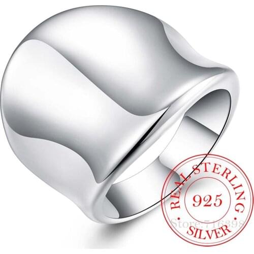 2020 New Arrival 100% 925 Sterling Thumb Glossy Rings for Women Big Faced Wide Finger Ring For Unisex Jewelry Mama Men Best Gift
