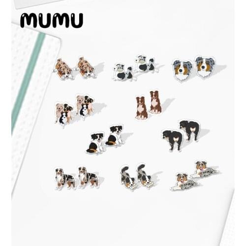 2021 New Australian Shepherd Stud Earring Dogs Series Epoxy Jewelry Resin Acrylic Earrings Handmade Gifts Girl