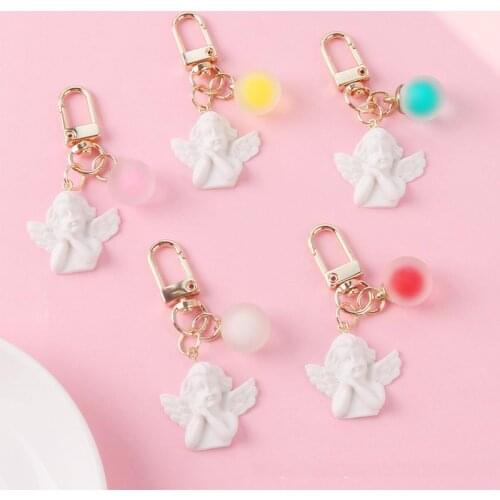 2021 Italy Vintage Baroque Angel Rainblow Bubbles Gold Plated Key Chains Bag Pendent Charm Airpods Accessories D806