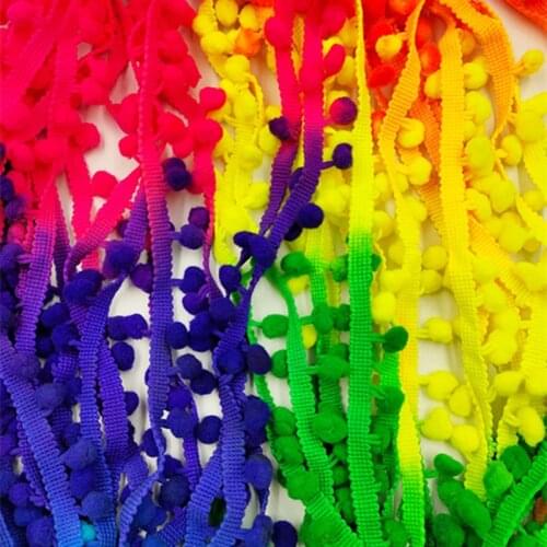 5 Yards Pom Pom Lace Trim Ball Ribbon MINI Pearl Pompom Fringe Ribbon Sewing Lace Kintted Fabric Handmade DIY Craft Accessories