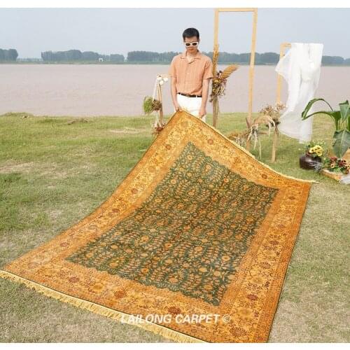 6'x9' Silk on silk classical hand knotted handmade old antique rug (YL0965)