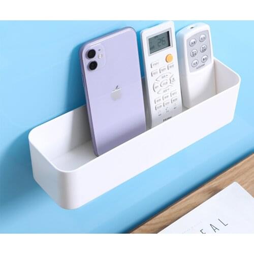 Big Wall Mounted Cosmetic Sundries Storage Box Bathroom Rack Wall Shelf Self Adhesive Organizer Remote Control Holder Home Decor