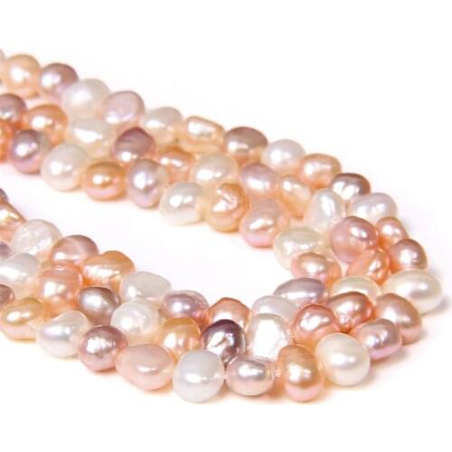 6-7mm AAA Grade High Luster Natural Baroque Pearls Beads Golden White Pink Freshwater Pearl For Jewelry Making DIY Bracelet 14