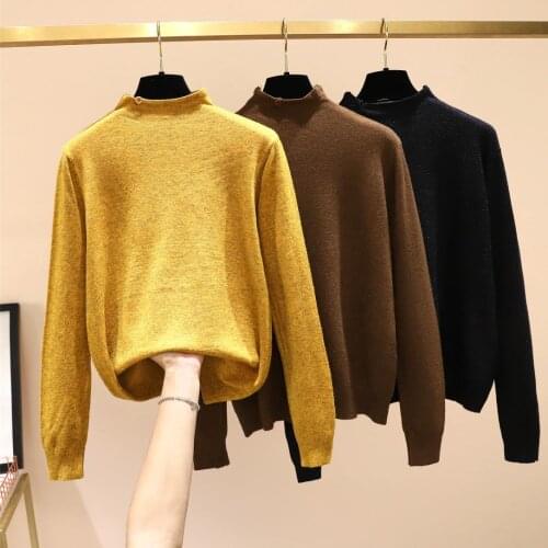 Turtleneck Black Plus Large Size Oversize Korean Style Fashion Pullovers For WomenS Ladies Sweater 2021 Clothes Tops Blouse