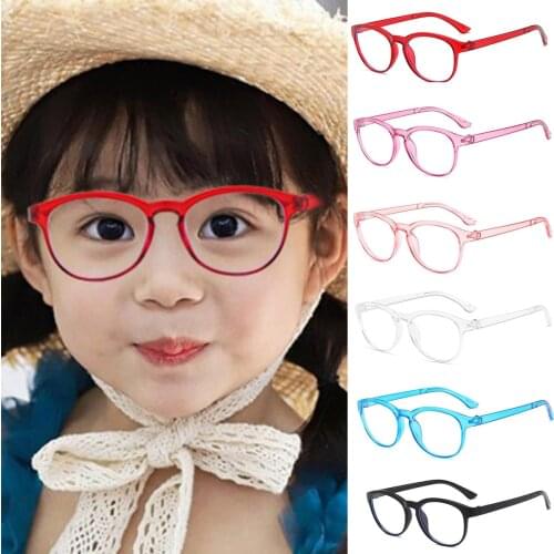 Retro Kids Round Frame Ultra Light Goggle Plain Glasses Anti-blue Light Glass
