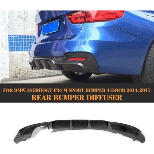Carbon fiber Rear Lip Spoiler diffuser for BMW 3 Series F34 GT M sport 4 Door Only 14-17 Single exhaust two out Grey FRP