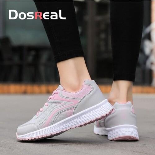 Dosreal New Arrival Women Casual Shoes Fashion Breathable Walking Sneakers Mesh Lace Up Flat Shoes Women Tenis Feminino