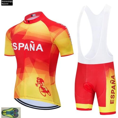 Spain National TEAM CYCLING JERSEY 20D Bike Shorts Set Ropa Ciclismo Mens Summer Quick Dry Pro Bicycle Maillot Pants Clothing