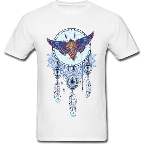 Dreamcatcher T Shirts White T-shirt Butterfly Tshirt 2018 Newest Men Father Day Tops & Tees Customized 100% Cotton Clothes
