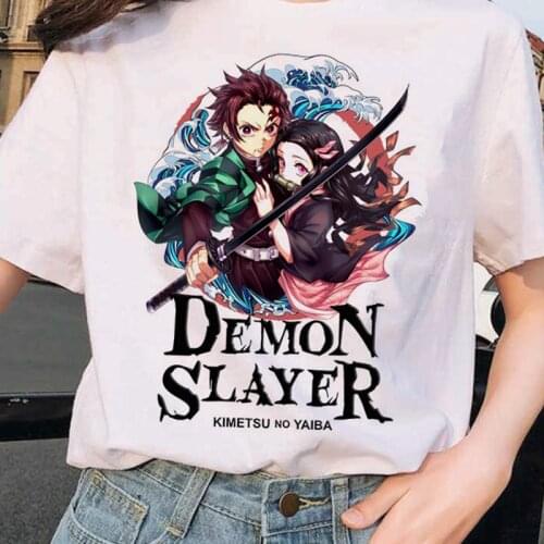 Anime Pattern Japanese Women T-shirt Demon Slayer Cartoon Short Sleeve Clothes Harajuku Oversized Tshirts Summer Tops Female Tee
