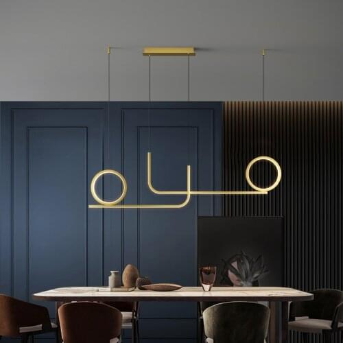 Geometric simple LED chandelier black/gold/white aluminum bar restaurant chandelier hanging wire adjustable lamps